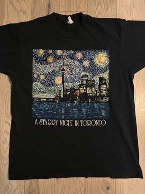 Vintage 90s Fruit of the Loom A Starry Night in Toronto T-Shirt XL